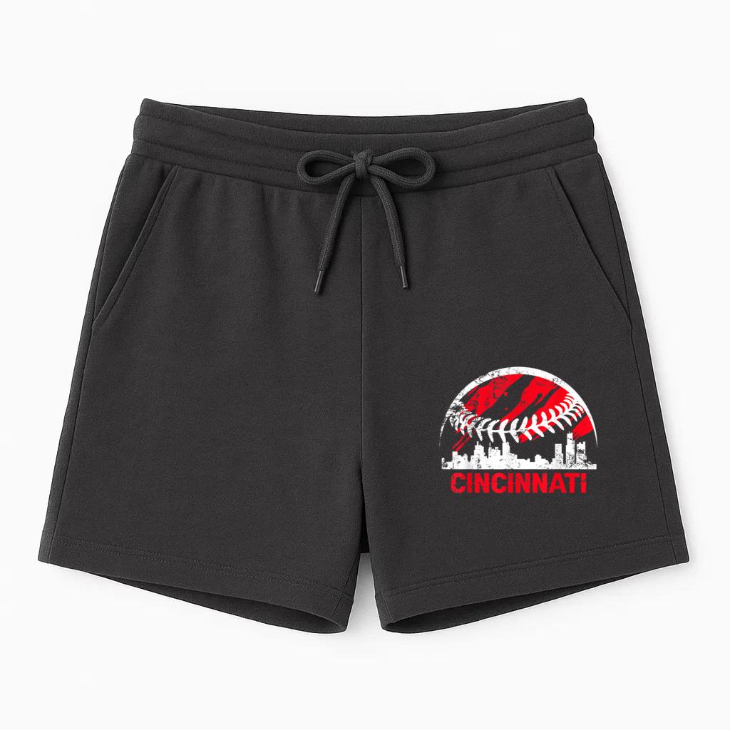 Retro Vintage Cincinnati Skyline Baseball Short