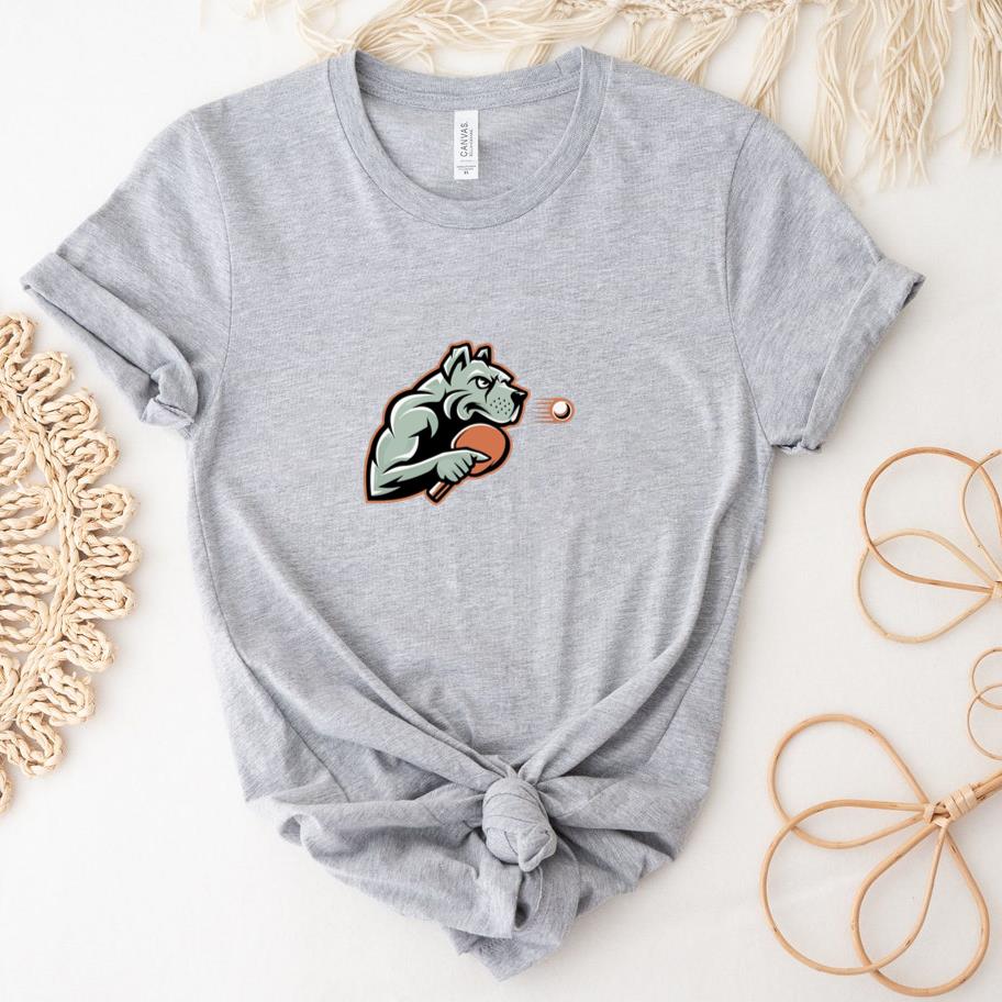 Table Tennis Dog Confident Cartoon Style T-Shirt